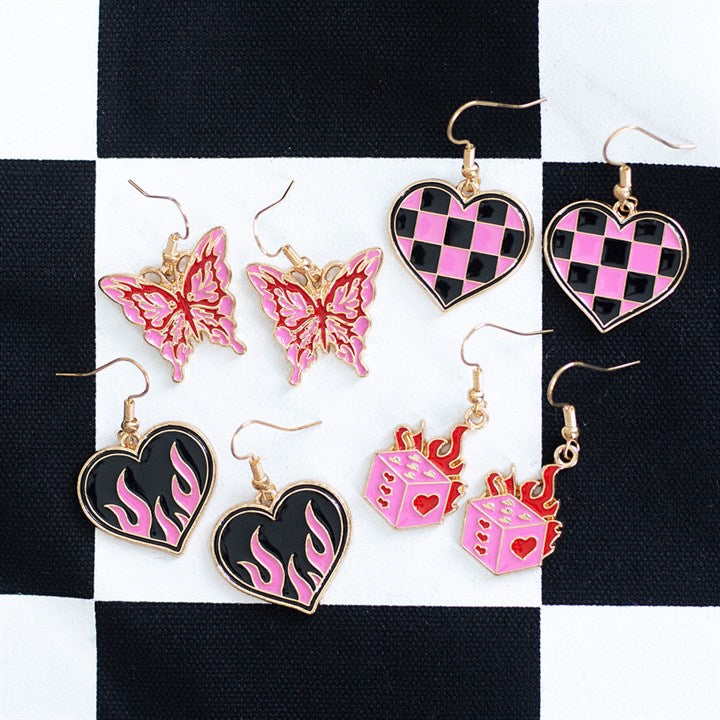 Checkerboard Heart Earrings